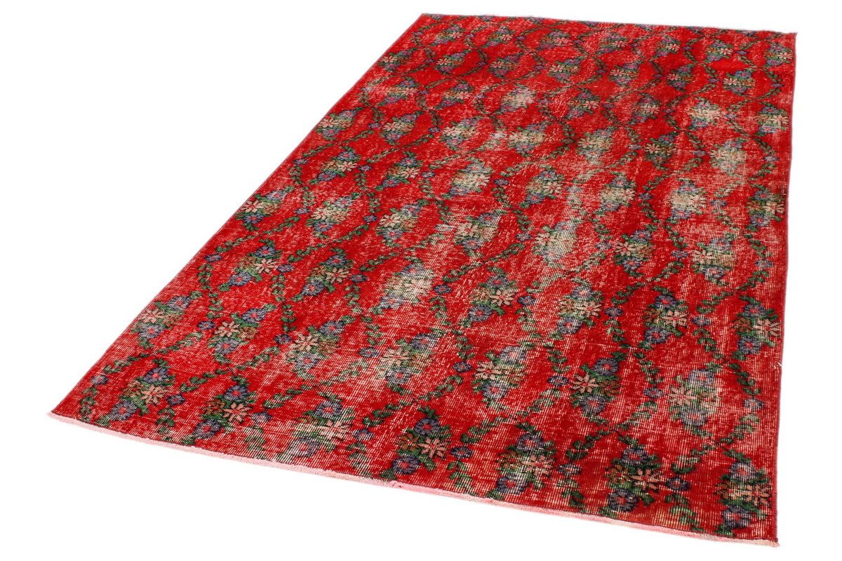 5x8 Red and Multicolor Anatolian Turkish Tribal Rug