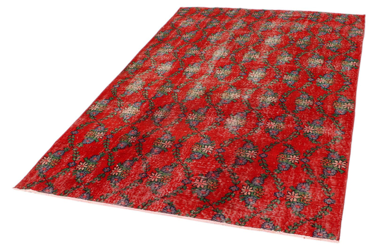 5x8 Red and Multicolor Anatolian Turkish Tribal Rug