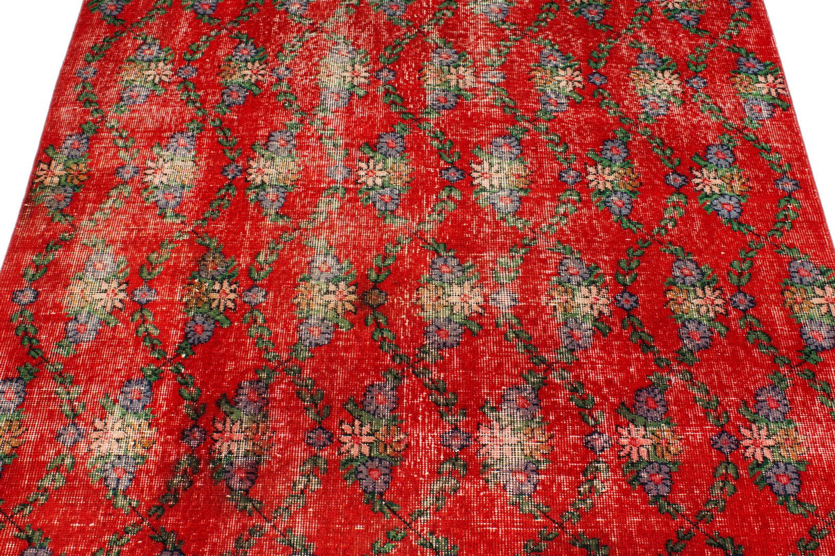 5x8 Red and Multicolor Anatolian Turkish Tribal Rug