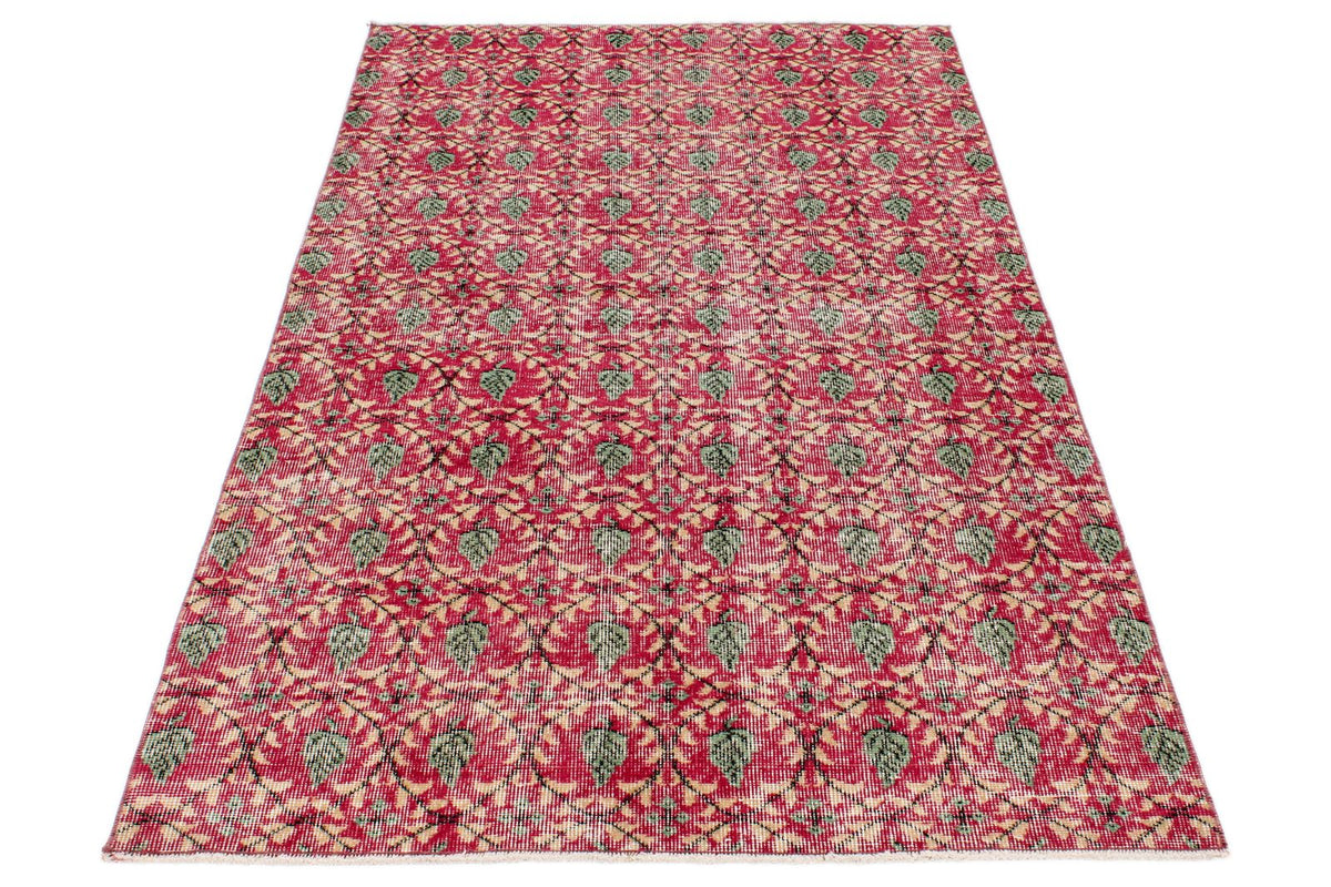 4x7 Pink and Multicolor Anatolian Turkish Tribal Rug