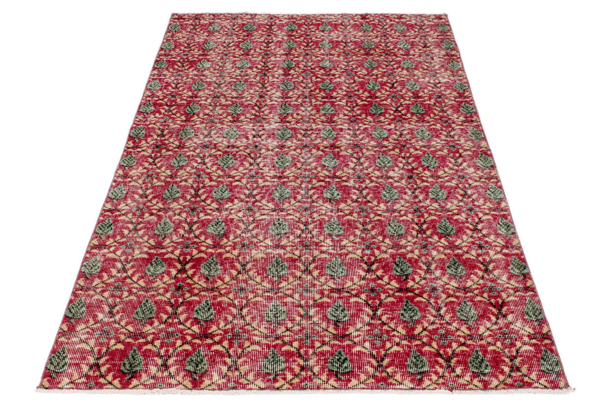 4x7 Pink and Multicolor Anatolian Turkish Tribal Rug