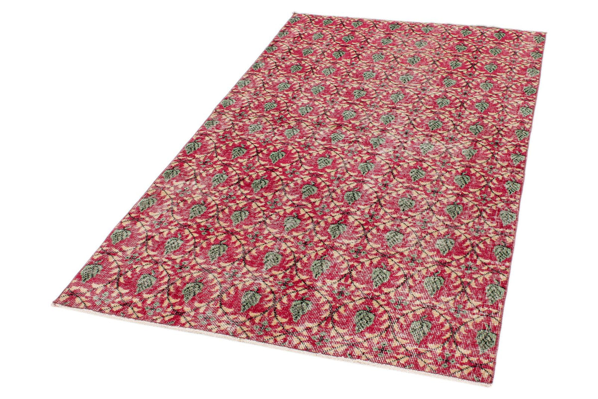 4x7 Pink and Multicolor Anatolian Turkish Tribal Rug