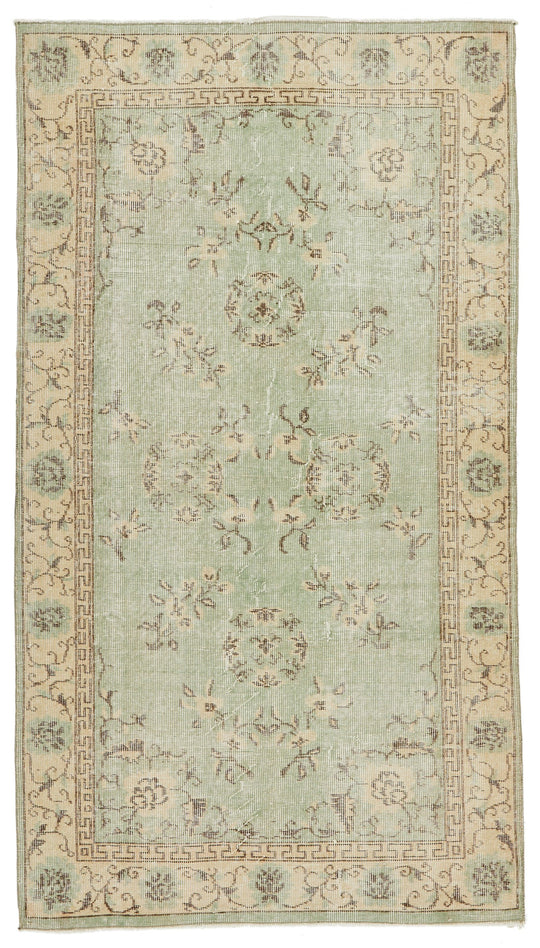 4x7 Green and Ivory Modern Contemporary Rug