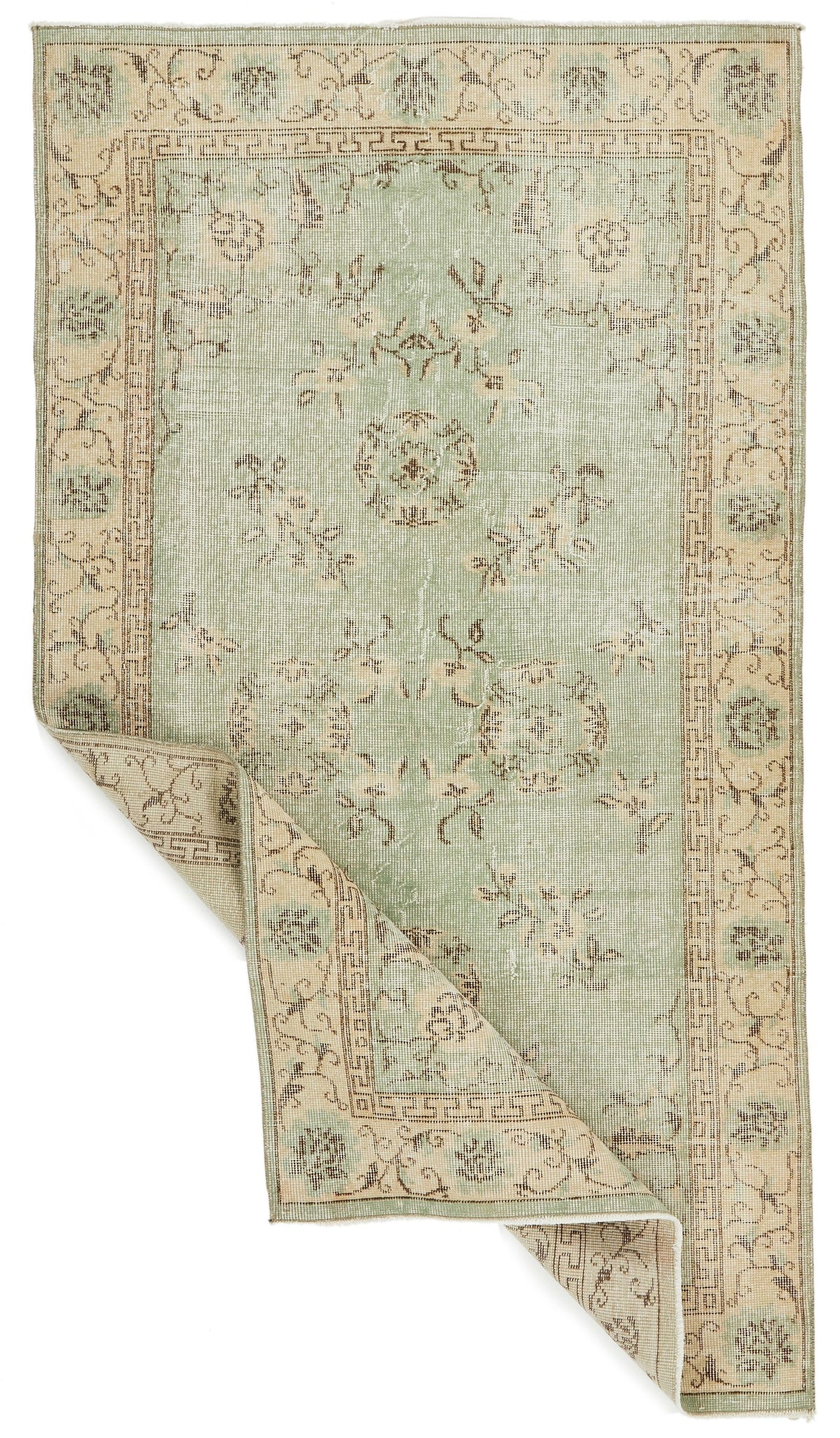 4x7 Green and Ivory Modern Contemporary Rug