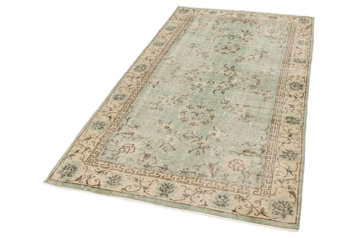 4x7 Green and Ivory Modern Contemporary Rug