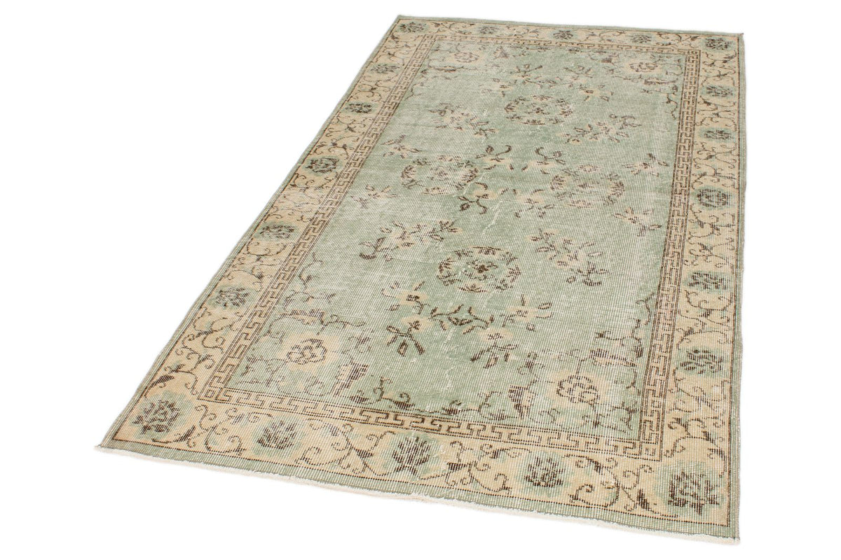 4x7 Green and Ivory Modern Contemporary Rug