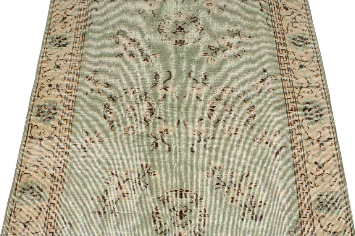 4x7 Green and Ivory Modern Contemporary Rug
