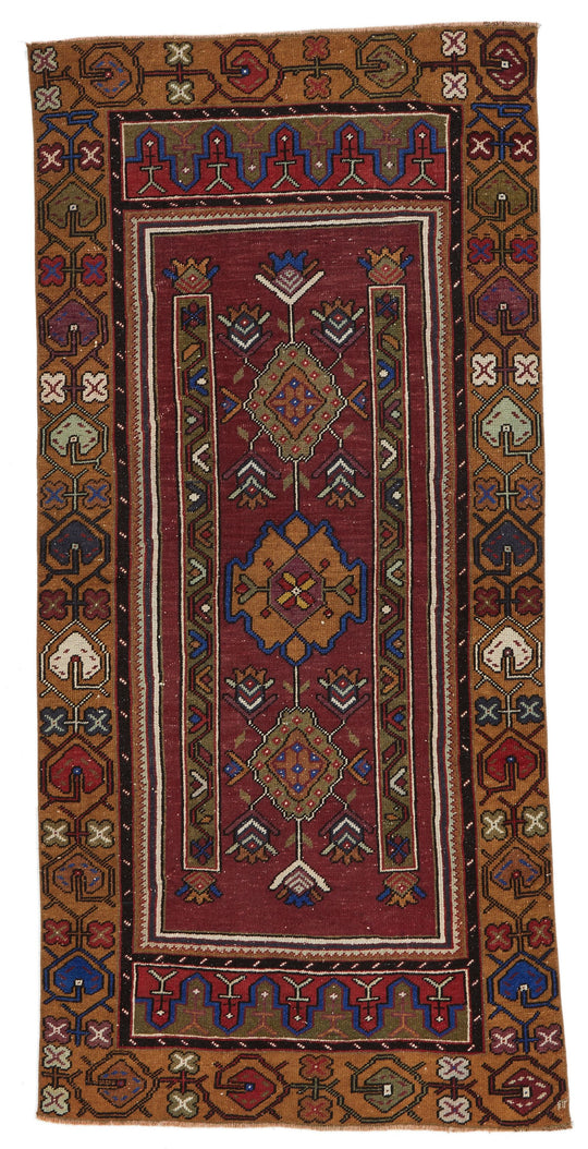 4x7 Brown and Multicolor Anatolian Turkish Tribal Rug