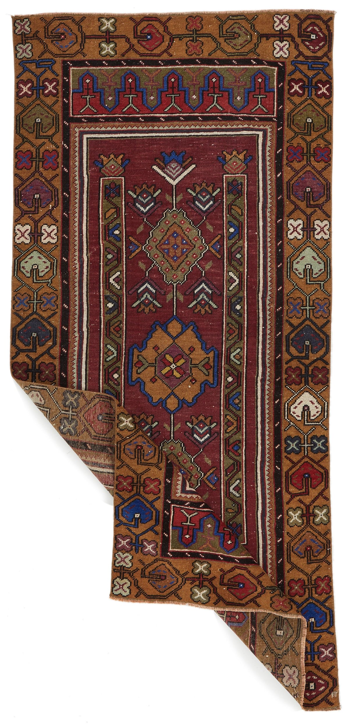 4x7 Brown and Multicolor Anatolian Turkish Tribal Rug