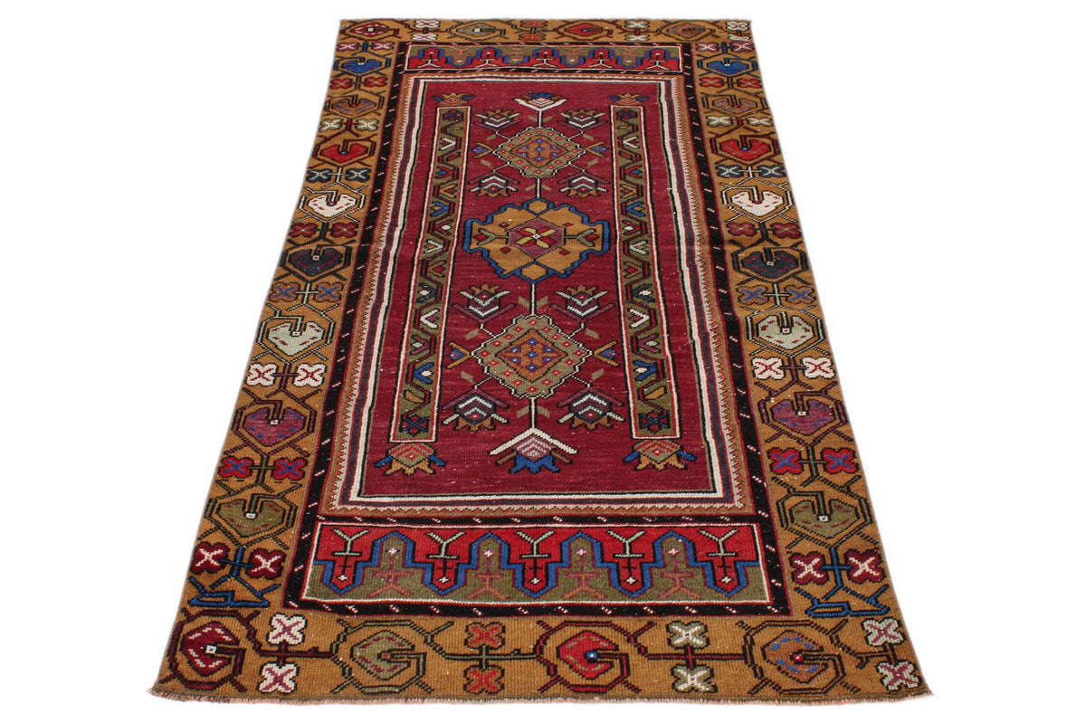 4x7 Brown and Multicolor Anatolian Turkish Tribal Rug