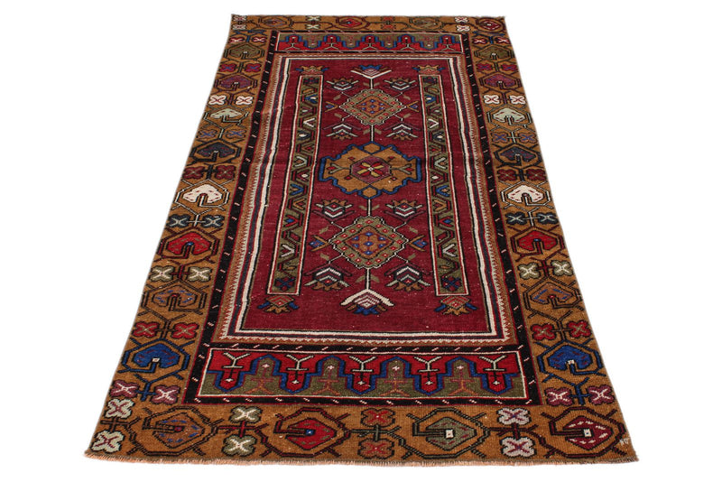 4x7 Brown and Multicolor Anatolian Turkish Tribal Rug