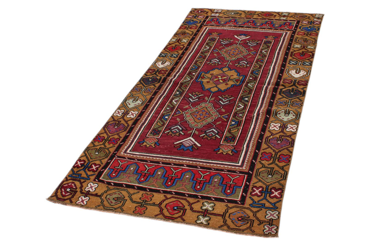 4x7 Brown and Multicolor Anatolian Turkish Tribal Rug