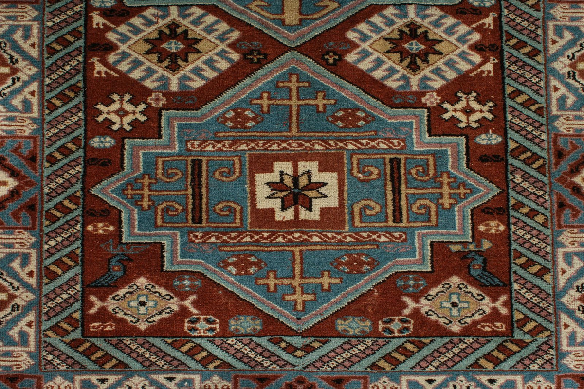 4x6 Burgundy and Multicolor Anatolian Turkish Tribal Rug