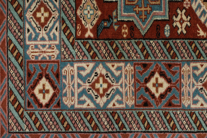 4x6 Burgundy and Multicolor Anatolian Turkish Tribal Rug