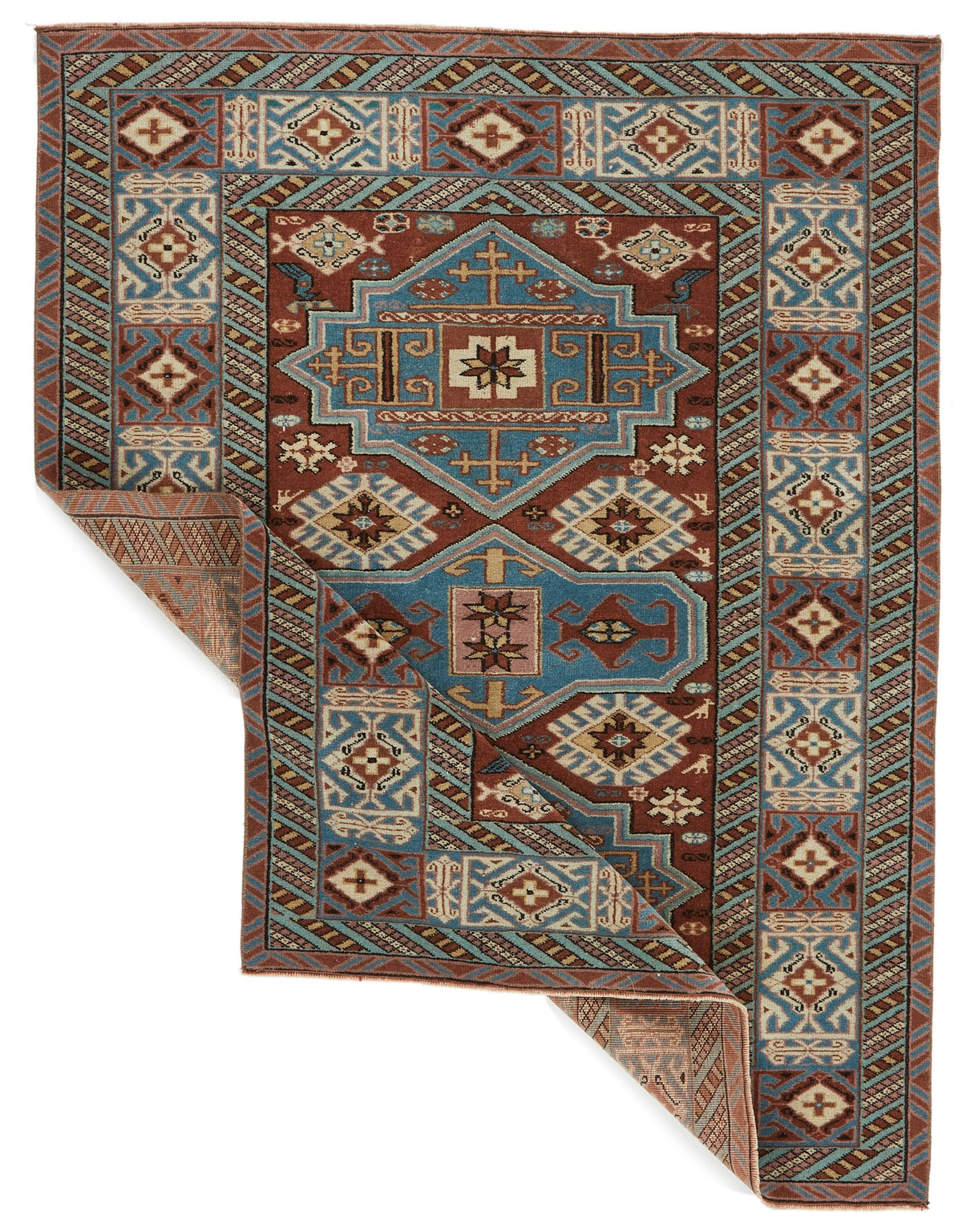 4x6 Burgundy and Multicolor Anatolian Turkish Tribal Rug