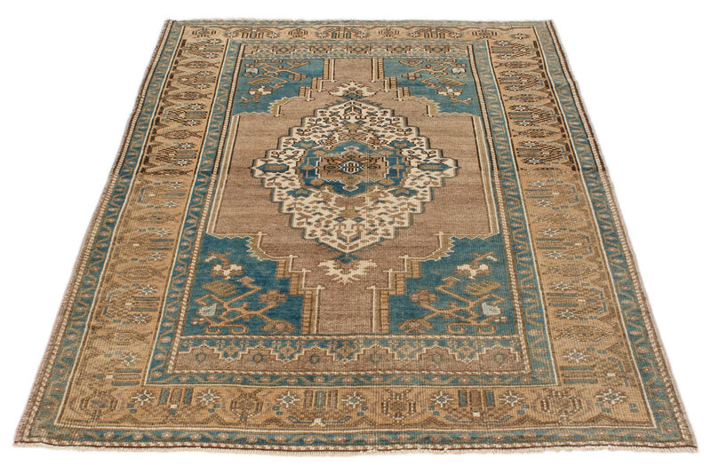 4x6 Brown and Light Brown Anatolian Turkish Tribal Rug