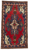 4x6 Red and Multicolor Anatolian Turkish Tribal Rug