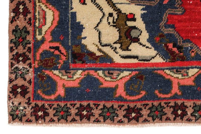 4x6 Red and Multicolor Anatolian Turkish Tribal Rug