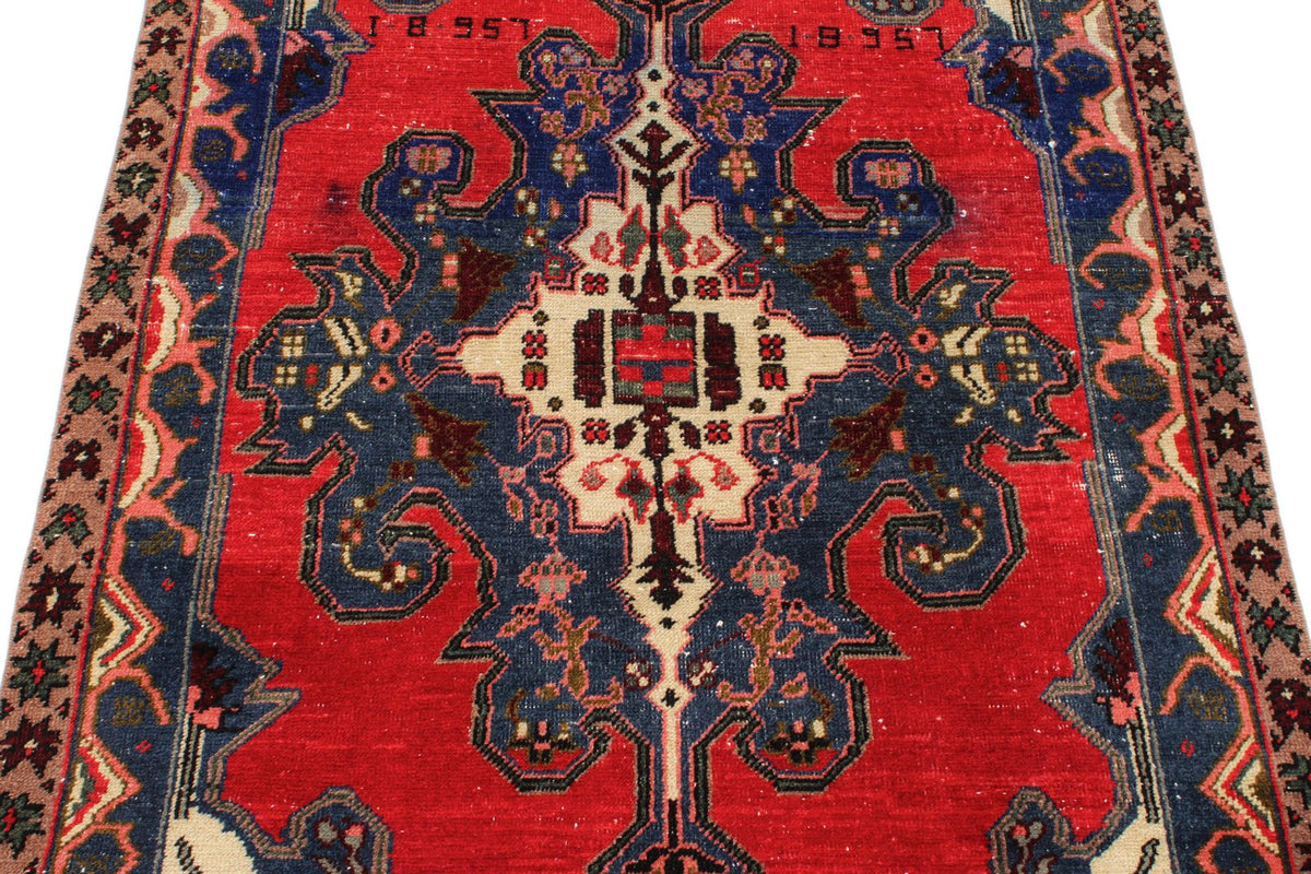 4x6 Red and Multicolor Anatolian Turkish Tribal Rug