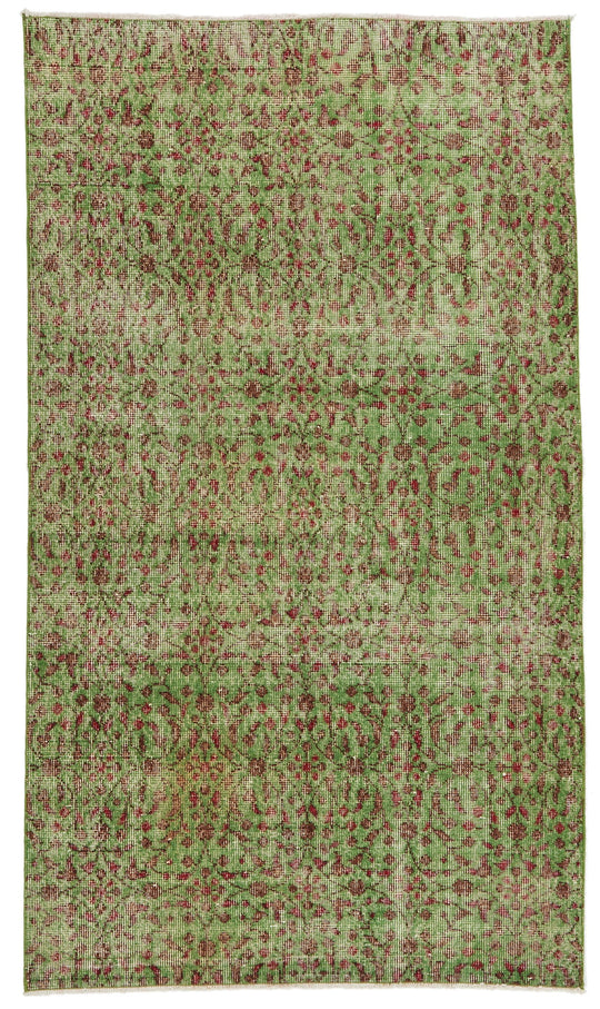 4x7 Green and Multicolor Anatolian Turkish Tribal Rug