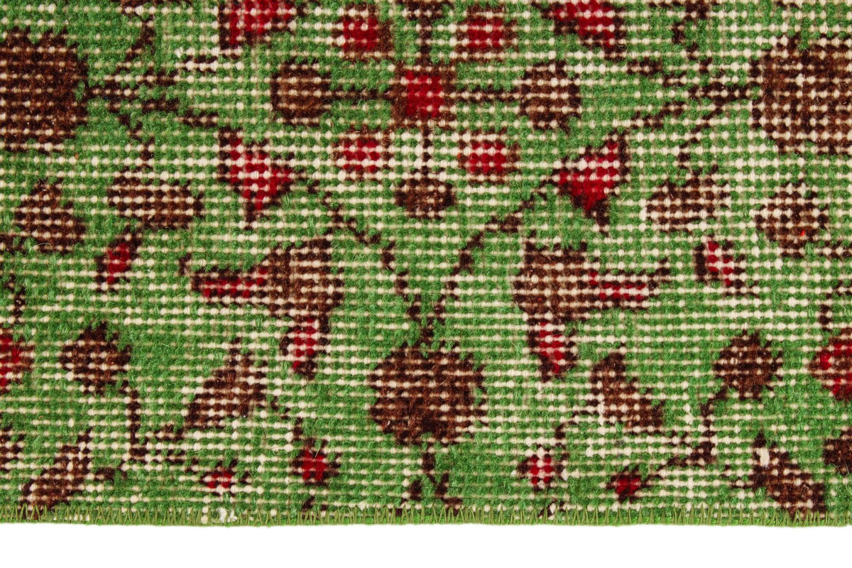 4x7 Green and Multicolor Anatolian Turkish Tribal Rug