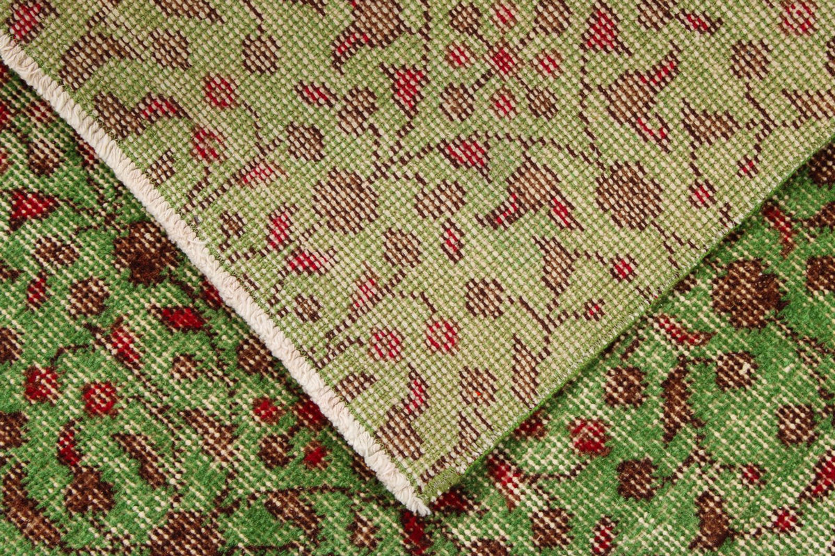 4x7 Green and Multicolor Anatolian Turkish Tribal Rug