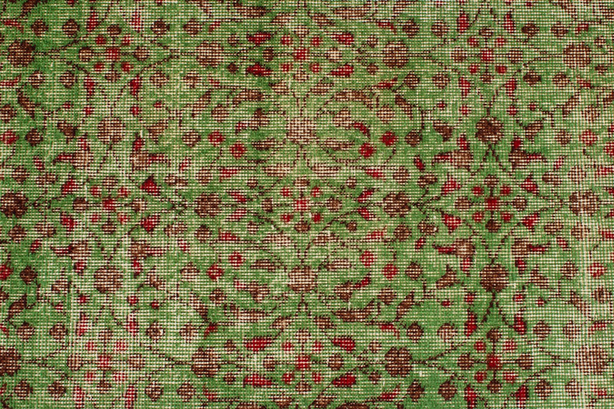 4x7 Green and Multicolor Anatolian Turkish Tribal Rug