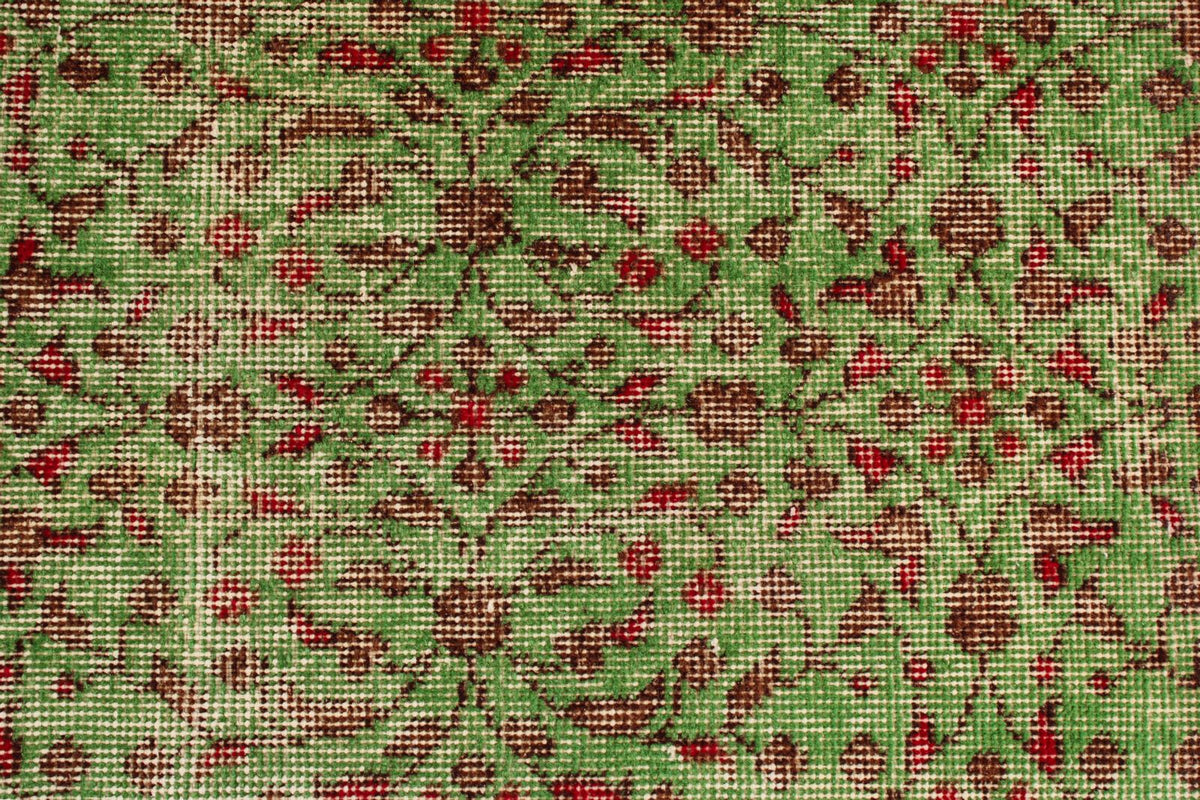 4x7 Green and Multicolor Anatolian Turkish Tribal Rug