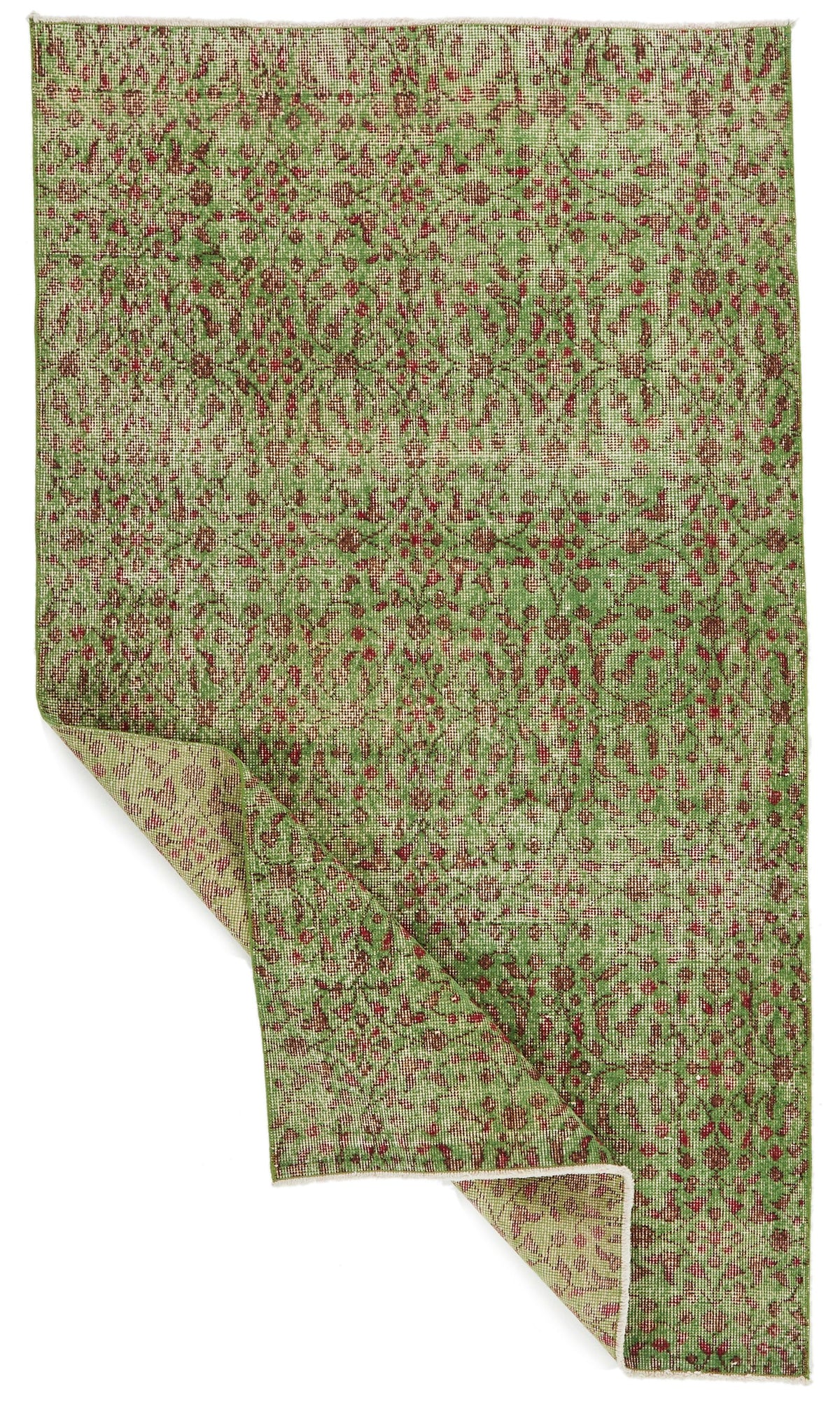 4x7 Green and Multicolor Anatolian Turkish Tribal Rug