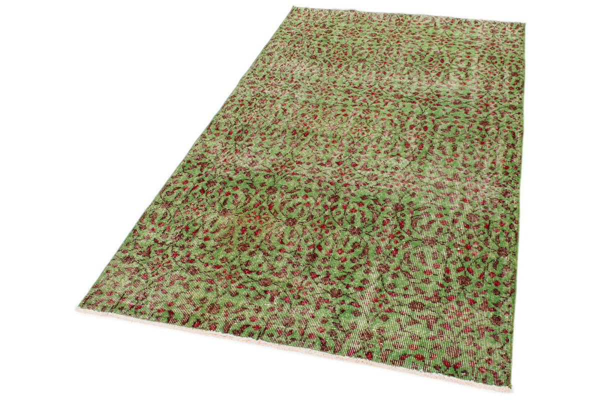 4x7 Green and Multicolor Anatolian Turkish Tribal Rug