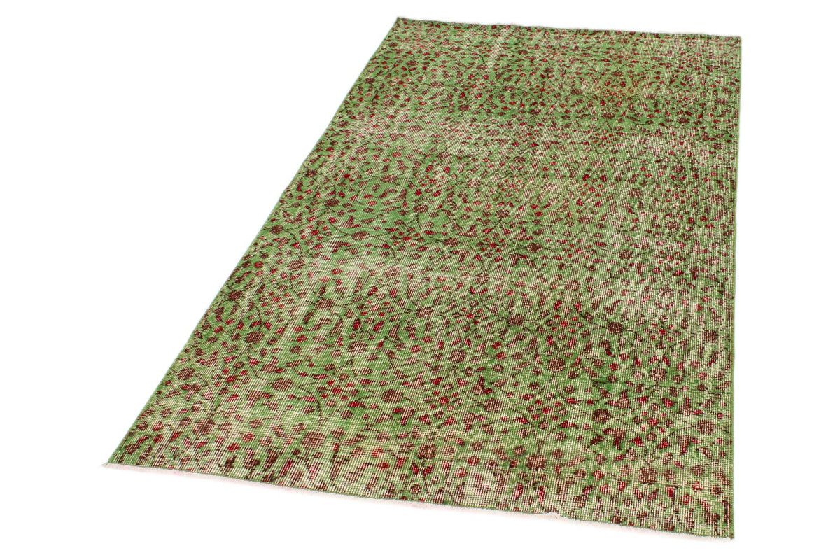 4x7 Green and Multicolor Anatolian Turkish Tribal Rug