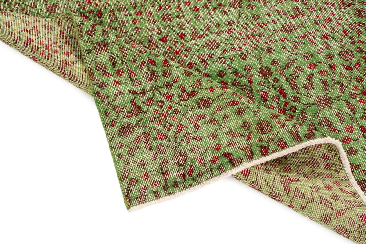 4x7 Green and Multicolor Anatolian Turkish Tribal Rug