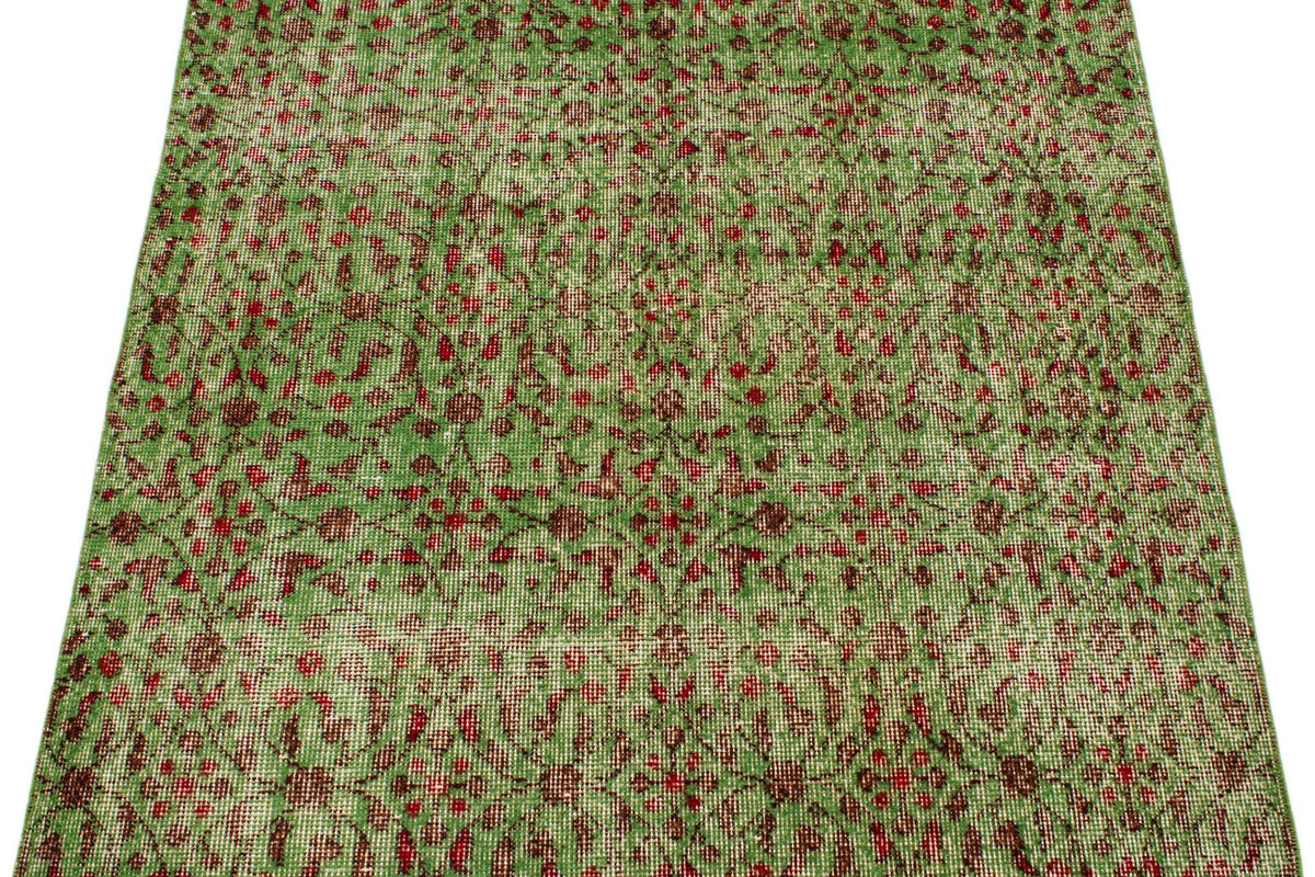 4x7 Green and Multicolor Anatolian Turkish Tribal Rug
