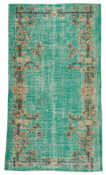 4x7 Turquoıse and Multicolor Anatolian Turkish Tribal Rug