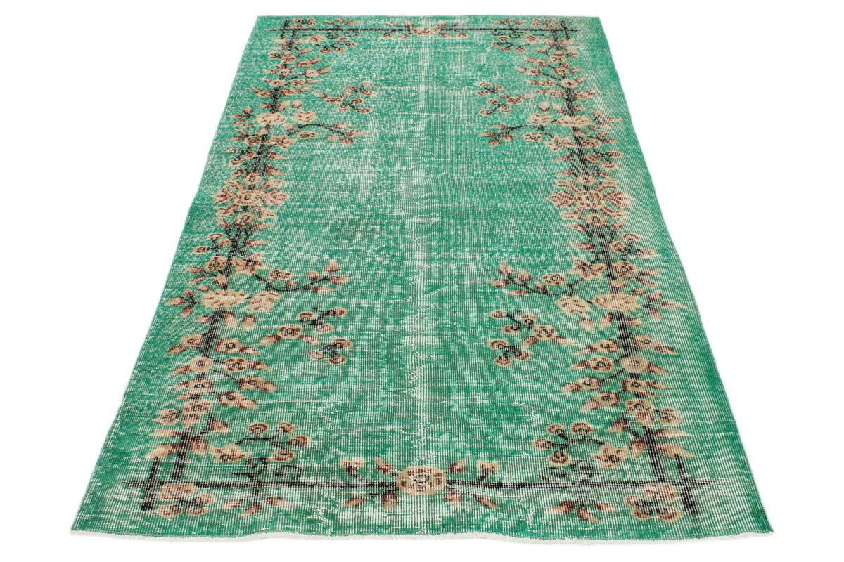 4x7 Turquoıse and Multicolor Anatolian Turkish Tribal Rug