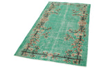 4x7 Turquoıse and Multicolor Anatolian Turkish Tribal Rug