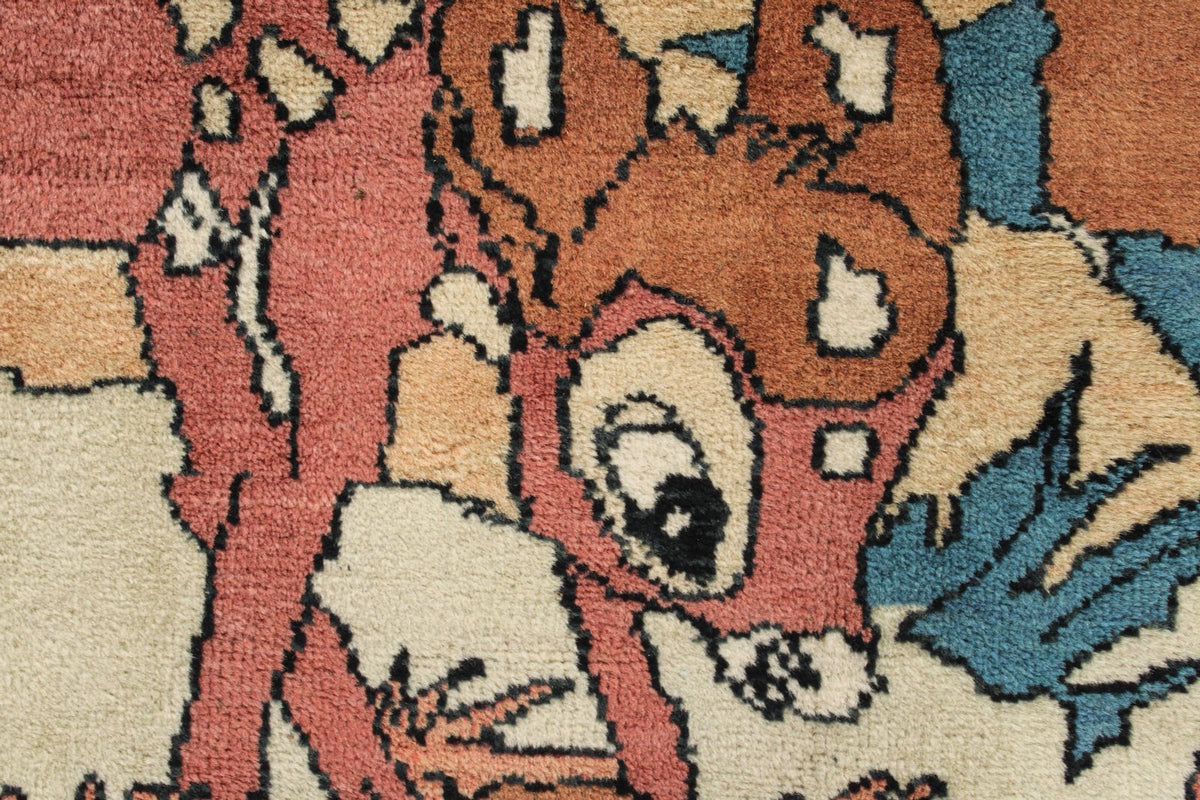 4x6 Ivory and Multicolor Modern Contemporary Rug