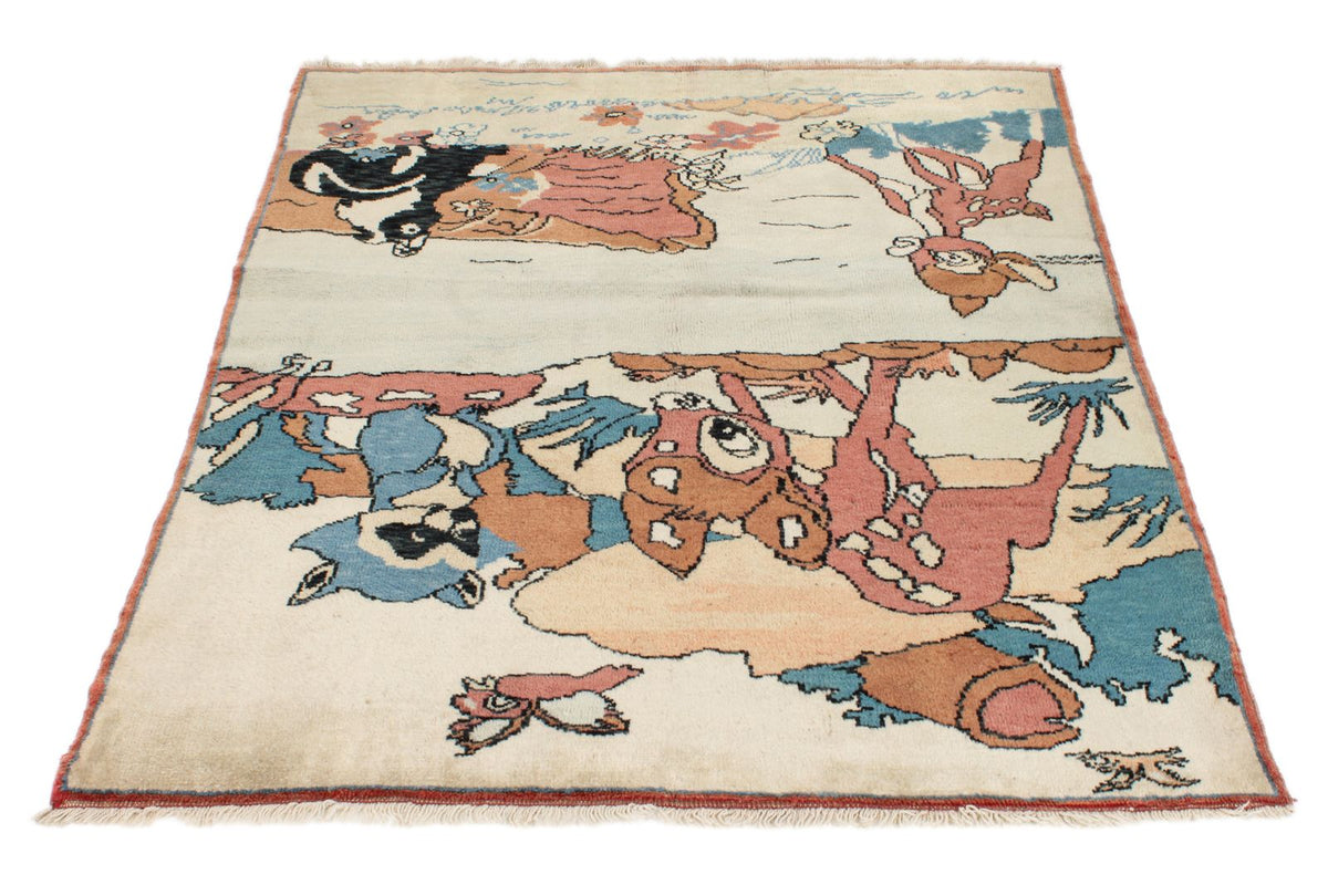 4x6 Ivory and Multicolor Modern Contemporary Rug