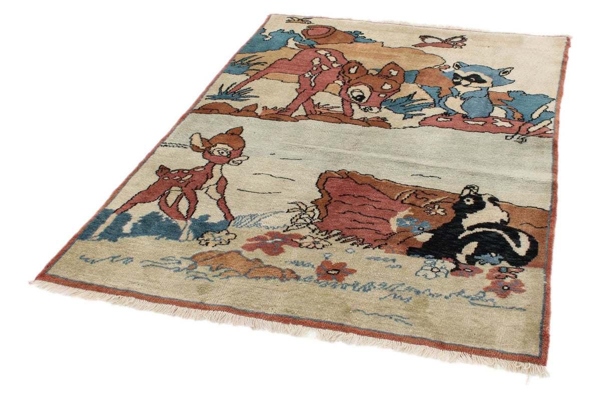 4x6 Ivory and Multicolor Modern Contemporary Rug