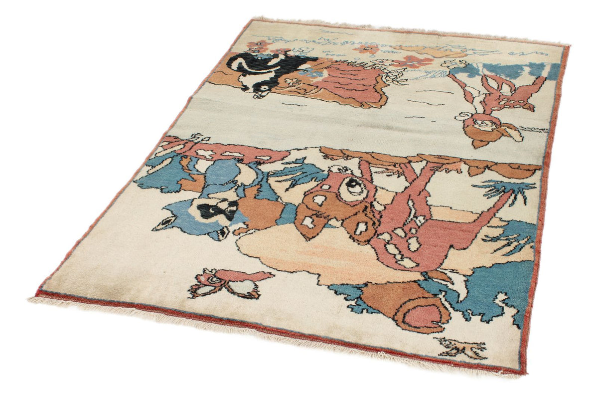 4x6 Ivory and Multicolor Modern Contemporary Rug