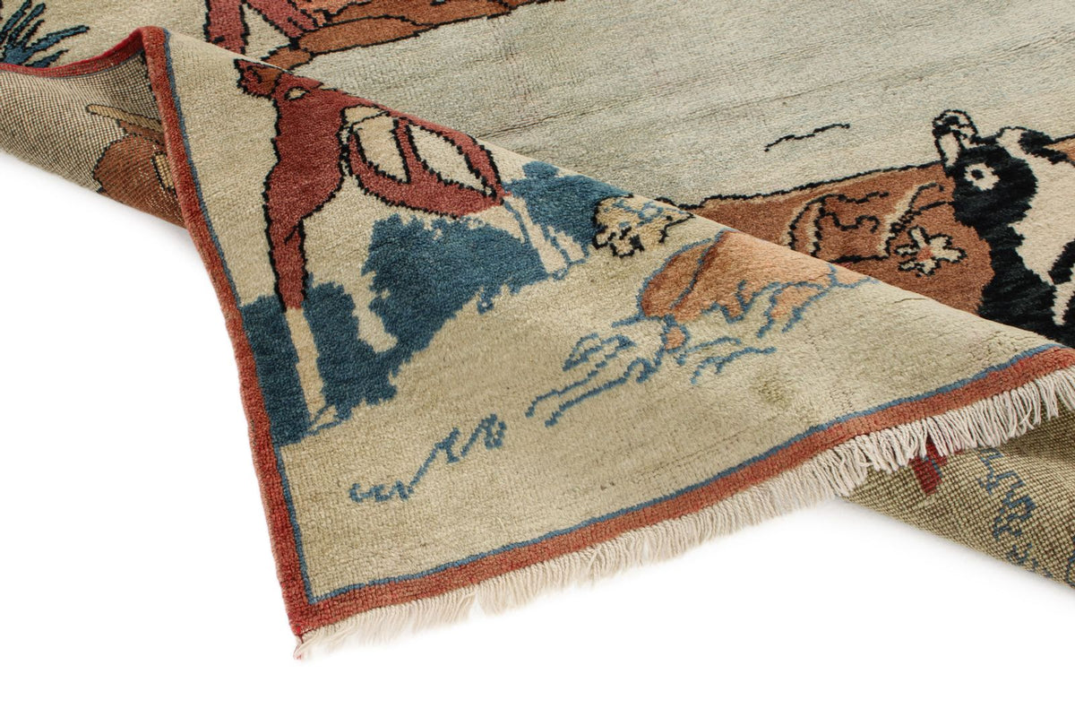 4x6 Ivory and Multicolor Modern Contemporary Rug
