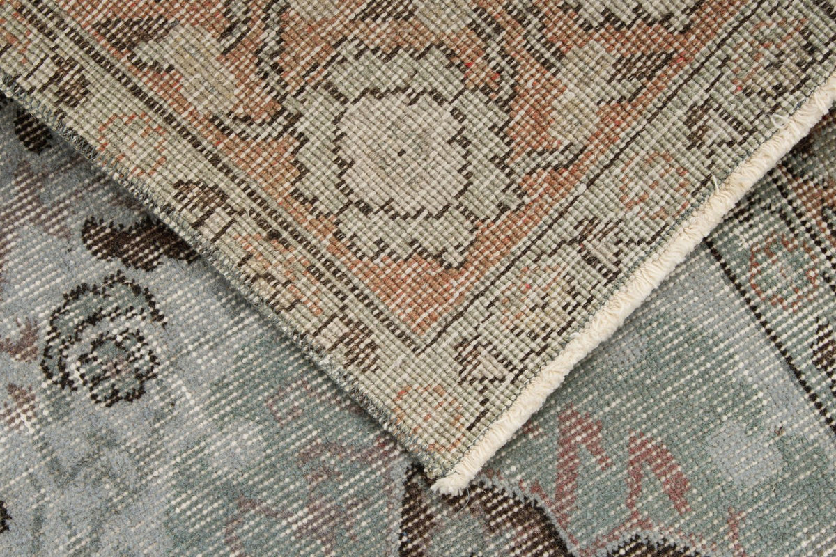 5x8 Light Blue and Multicolor Turkish Overdyed Rug