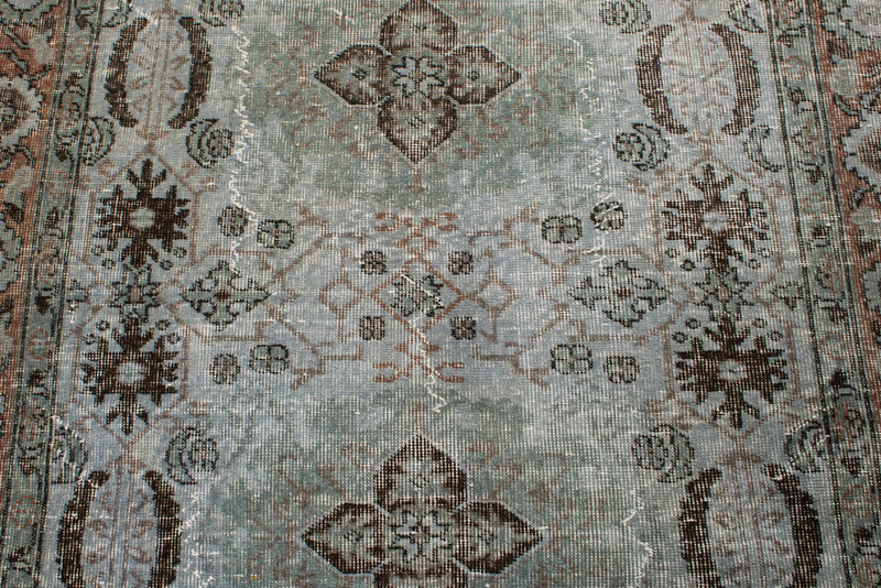 5x8 Light Blue and Multicolor Turkish Overdyed Rug