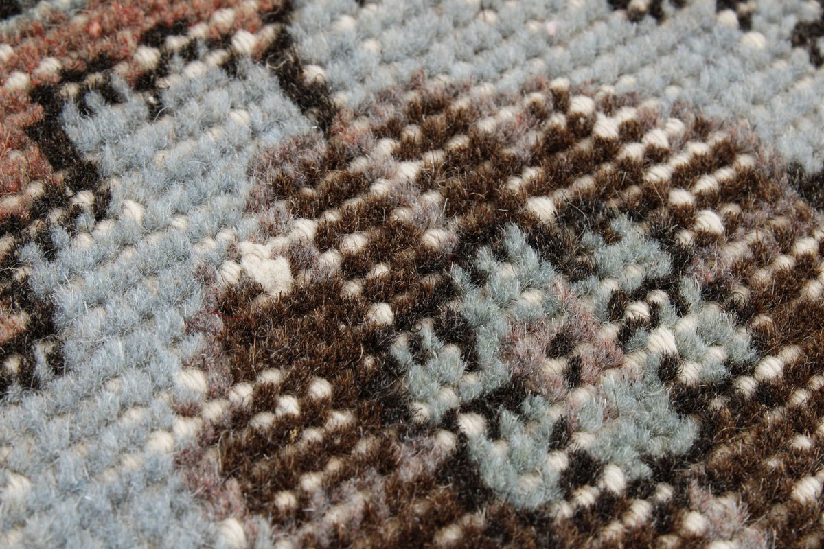 5x8 Light Blue and Multicolor Turkish Overdyed Rug