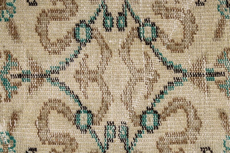 6x9 Ivory and Green Turkish Overdyed Rug