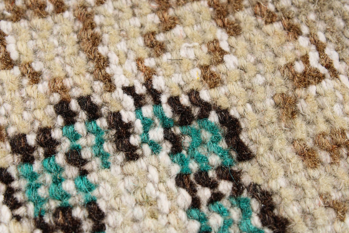 6x9 Ivory and Green Turkish Overdyed Rug