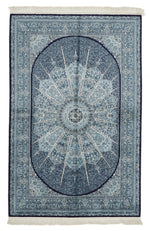 4x6 Navy and Ivory Turkish Antep Rug