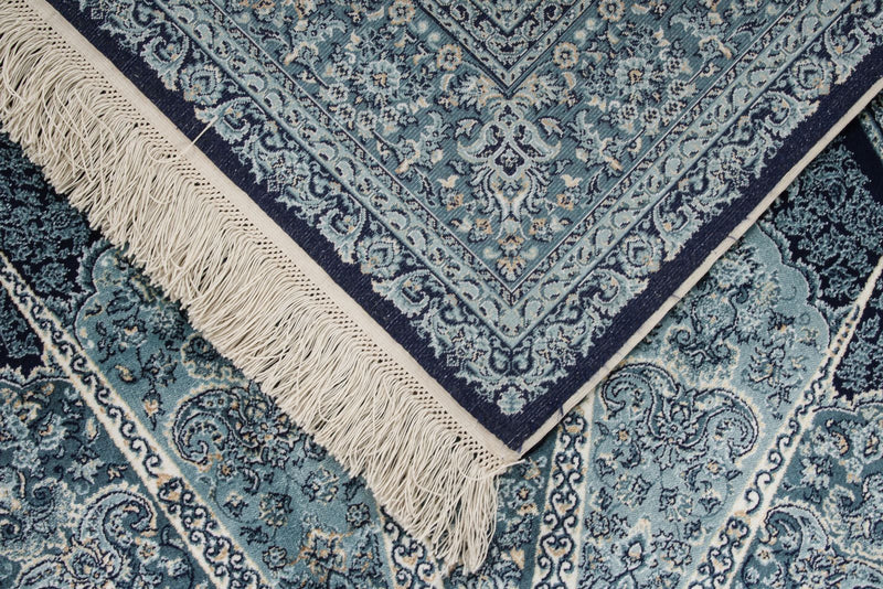 4x6 Navy and Ivory Turkish Antep Rug