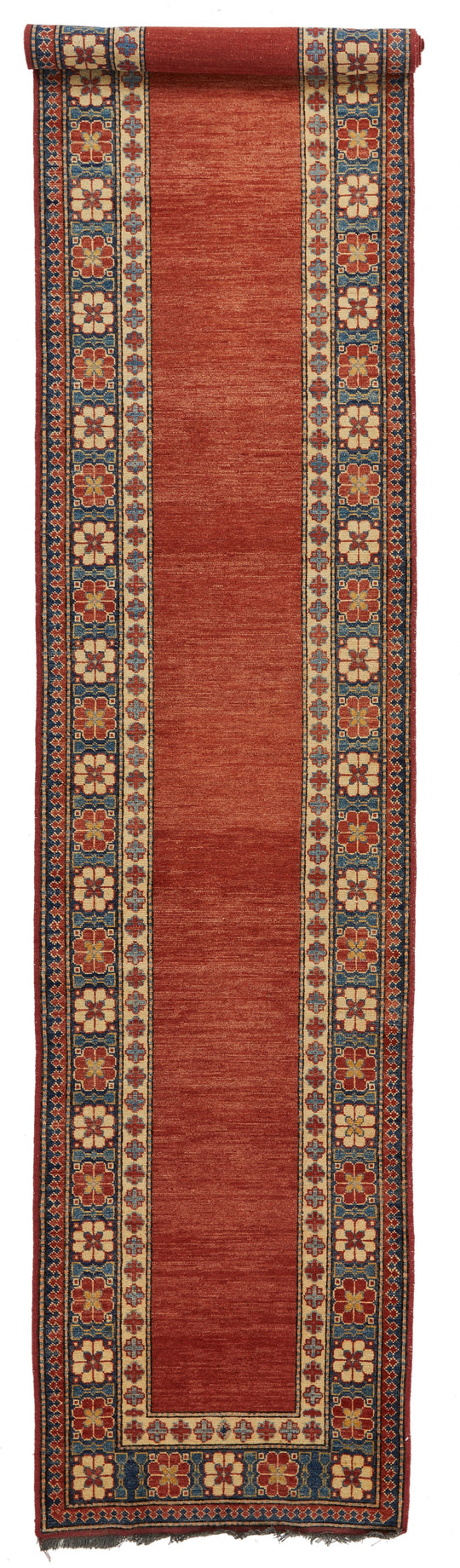 3x14 Orange and Multicolor Kazak Tribal Runner
