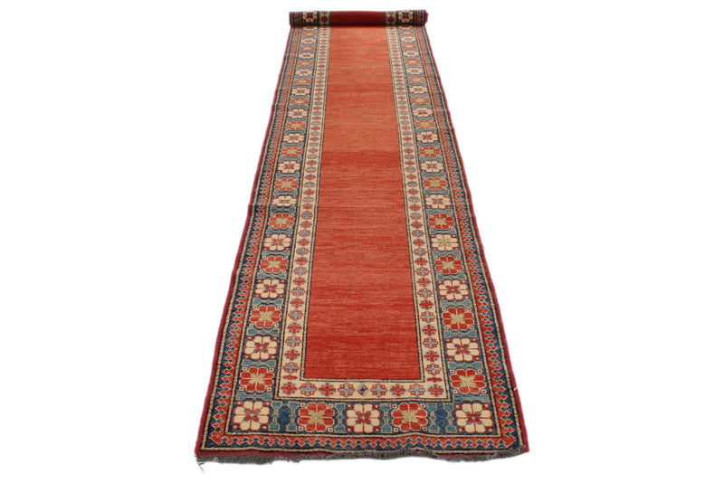 3x14 Orange and Multicolor Kazak Tribal Runner